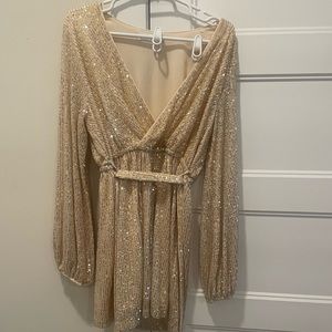 Petal and Pup gold sequin dress